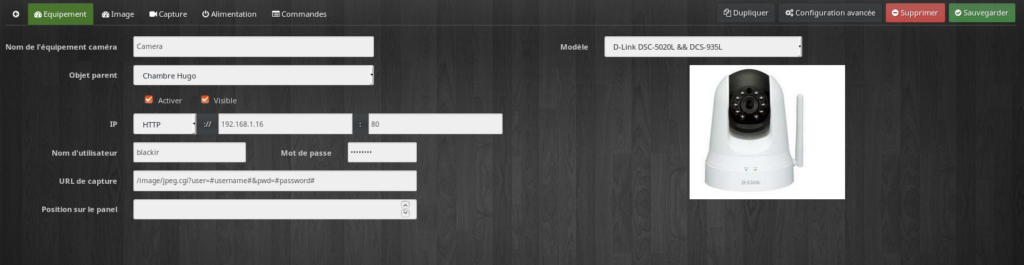 Caméra config 1 1024x265 - [TUTORIEL] Intégration d'une caméra dans Jeedom